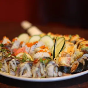 a plate of sushi