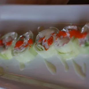 a closeup of the sushi