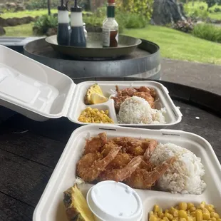 Soy sauce and other toppings are on the counter to customize your meal!