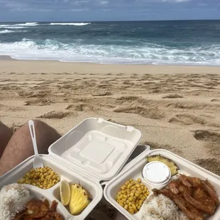 Coconut shrimp and spicy garlic at Sunset Beach