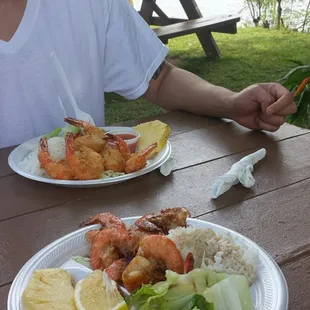 Lunch by the nice lake!  After paddle boarding in it.