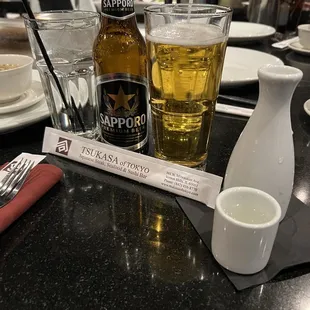 Sapporo with warm sake