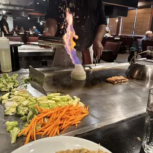 a chef preparing food