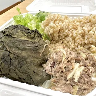 Lau lau plate.  It&apos;s Aloha Friday, no work &apos;til Tuesday