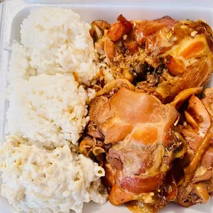 Shoyu chicken with Mac and rice