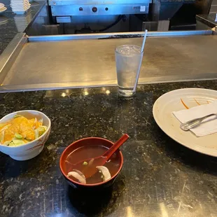 plates and bowls of food