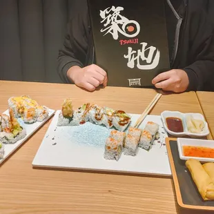 Rolls are not huge but perfect for a ayce place.