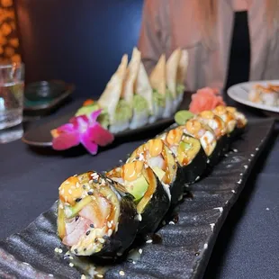 a sushi roll on a plate