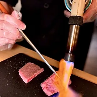 Prepping the Wagyu