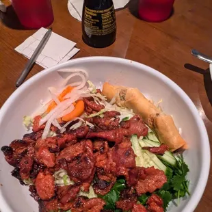 Pork with rice noodles.