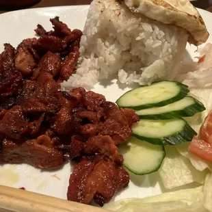 Grilled pork with rice and egg