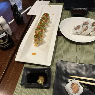 911 Roll, Yellowtail Love Roll, Salmon Roll, Gluten Free Soy Sauce