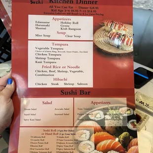 Dinner menu front page
