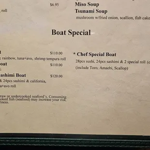 Menu as of January 2025