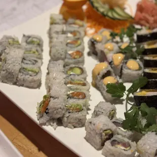 Half of our platter of rolls