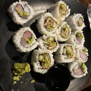 Yellow tail roll &amp; fried oyster roll