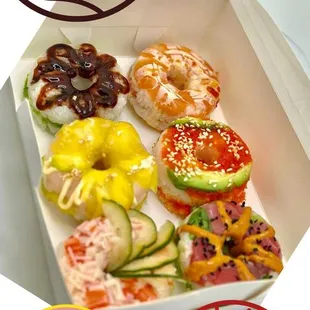 food, donuts, dough desserts