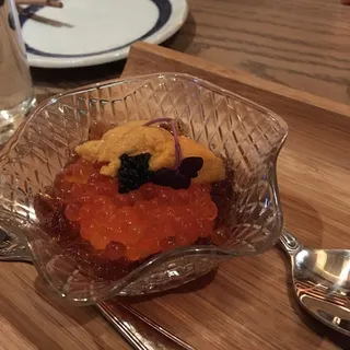 Uni, Ikura, and Crab Donburi