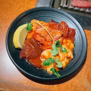 Assorted organs (miso) (comes with tongue, tripe, intestine, liver &amp; heart) / $16