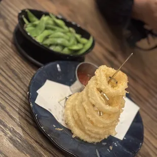 Onion tower and edamame