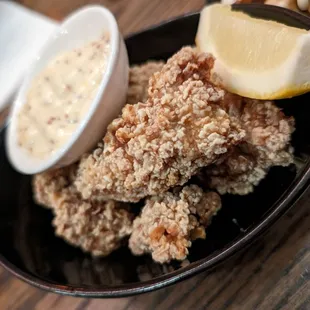 fried oysters were small with a lot of batter