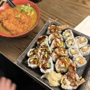 Sushi and curry combo