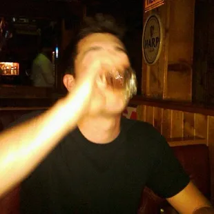 I took my brother to TT&apos;s at midnight on his 21st - this is his first LEGAL drink!