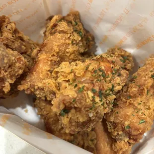 Half order if extra crispy chicken. Good stuff! I choose the all wing option. Yum!