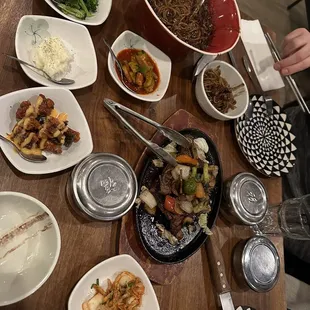 a table full of asian food