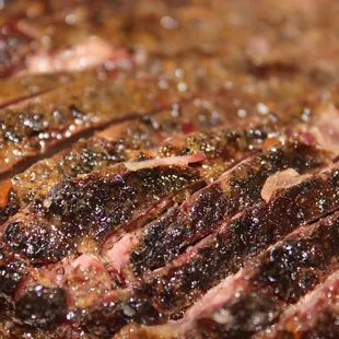 a close up of a steak