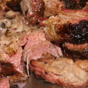 a close up of a meat dish