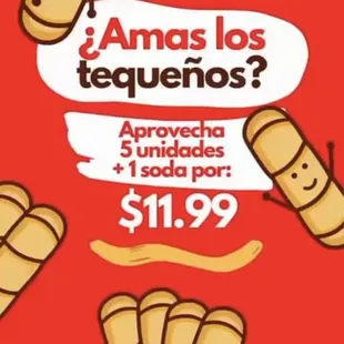 Disfruta de esta Promoción 5 tequenos mas 1 soda