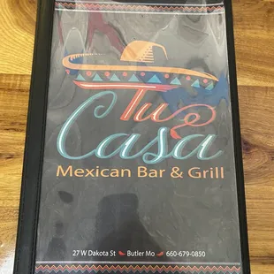 Menu cover