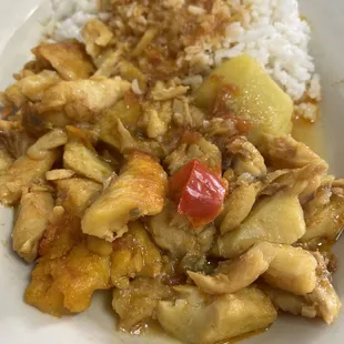 Bacalao with white rice. Delicious!