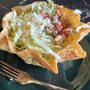 Taco Salad, smaller than you might expect but delicious and filling.