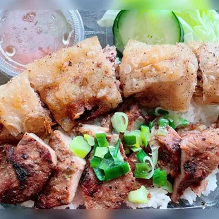 24. Rice &amp; Imperial Rolls with Pork Kebab Combo Plate