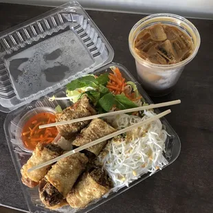 Takeout. Imperial Rolls with Vermicelli and a Vietnamese Iced Coffee. November 2020