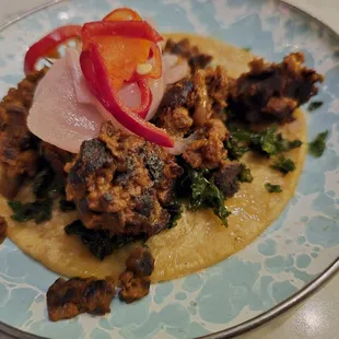 Eggplant soyrizo street taco