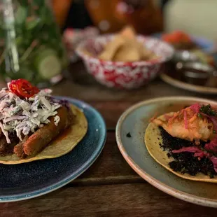 Vegan tacos: fried chicken &amp; squash blossom