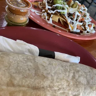 burrito and nachos