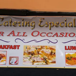 a sign for catering special for all occasions
