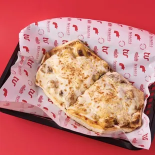 Tenderloin beef and/ or chicken Four cheese