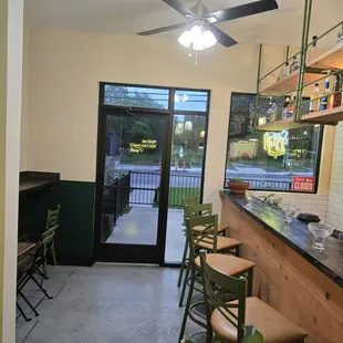 Barstools and a couple small tables