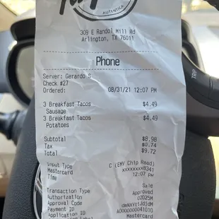 My receipt.