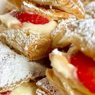 strawberries and cream filled pastries