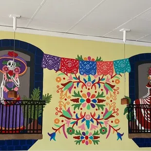 Painted mural decor.