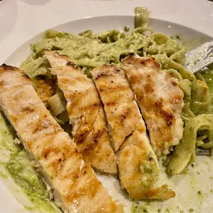Fettuccine Pesto with grilled chicken