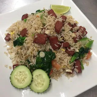 Spam and Chinese Broccoli Fried Rice
