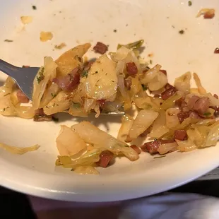 Almost entirely devoured schupnudeln, with sauerkraut and speck. Ausgezeichnet!