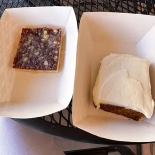Pumpkin bar and a raspberry bar